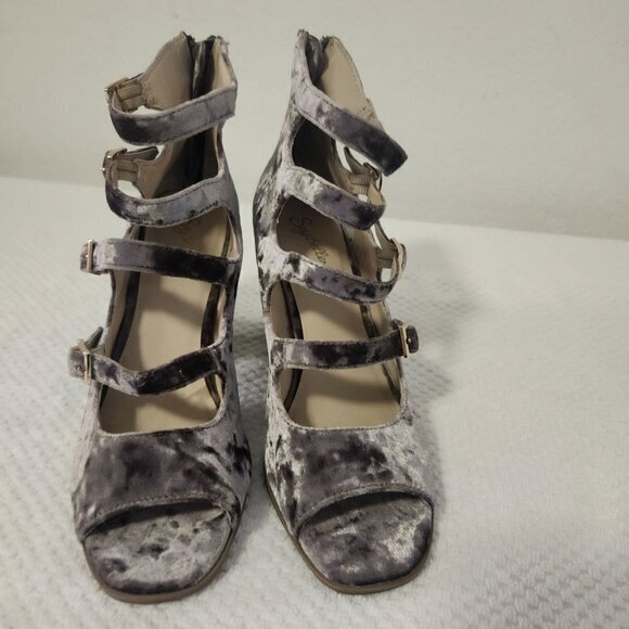 Seychelles Anthropologie Kayak Crushed Velvet Peep Toe Heels Womens Shoes Sz 7.5 - Picture 7 of 16